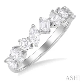 1 1/10 ctw Mixed Shape Diamond Fashion Ring in 14K White Gold