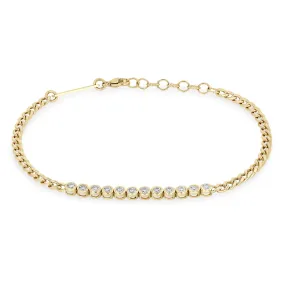 14k Diamond Bezel Tennis Segment Curb Chain Bracelet