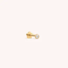 14K Solid Gold Baby Bezel Threaded Labret Earring 2mm