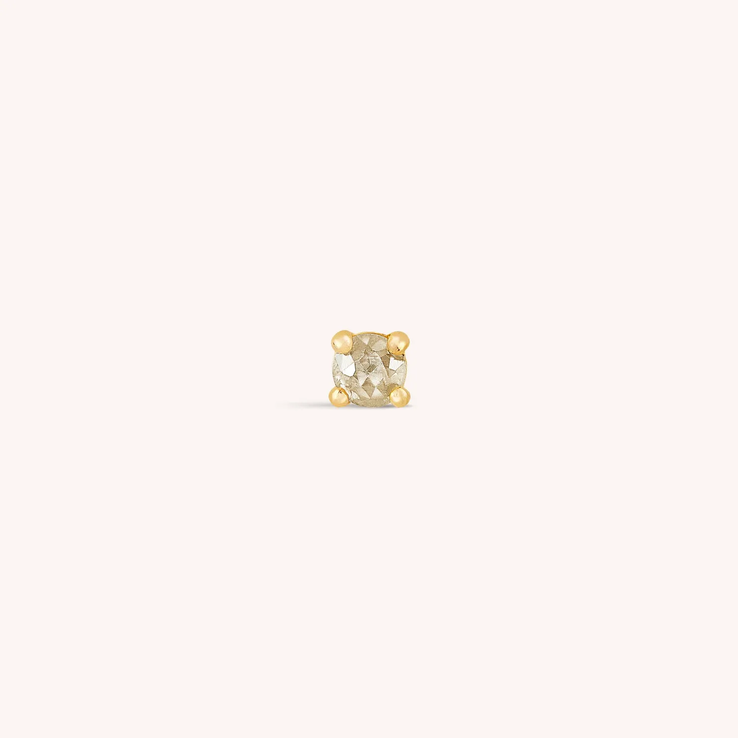 14K Solid Gold Cognac Diamond Flatback Earring 2mm