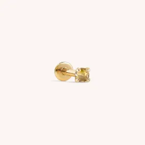 14K Solid Gold Cognac Diamond Flatback Earring 2mm