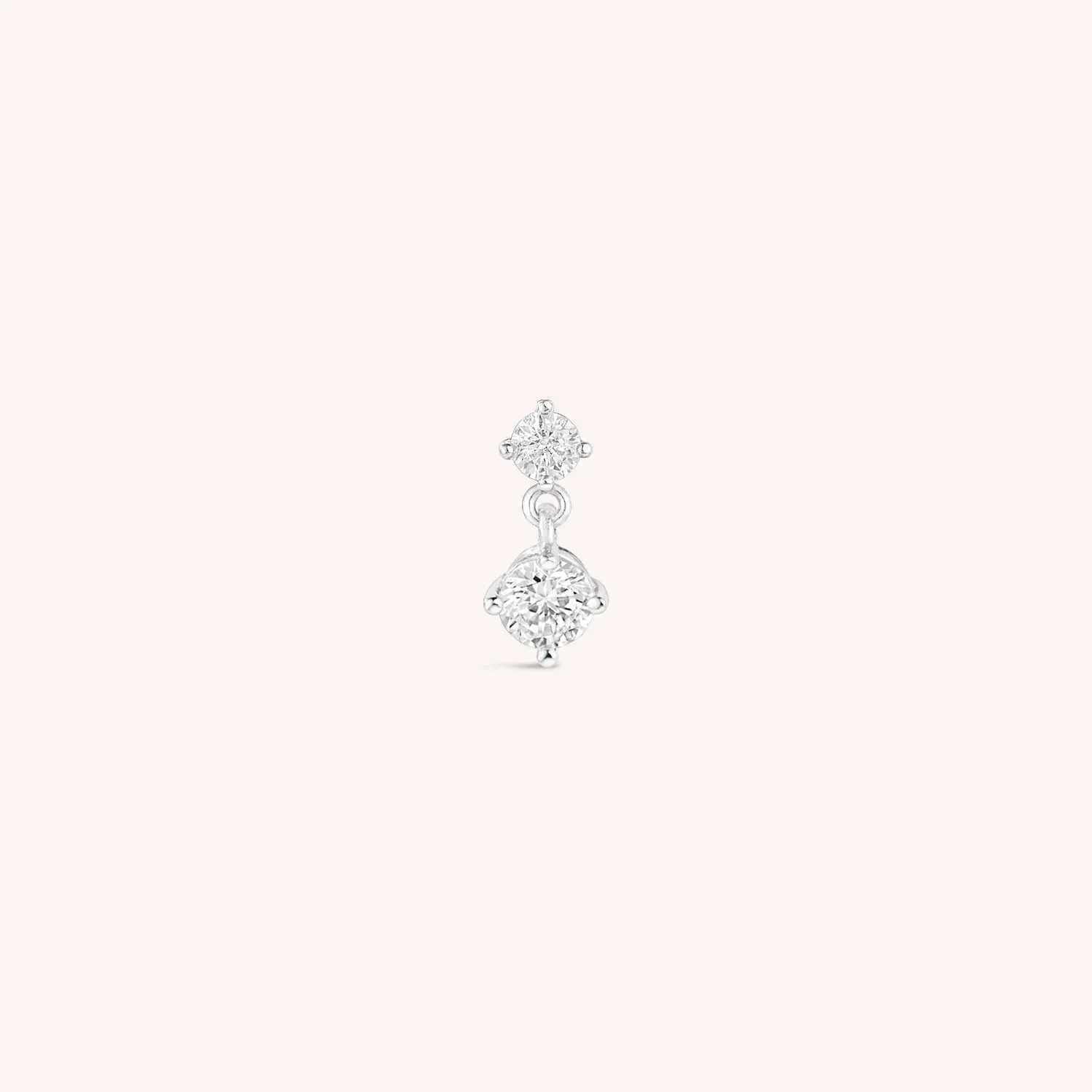 14K Solid Gold Dangle CZ Flatback Earring