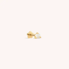 14K Solid Gold Mini Opal Threaded Labret Earring