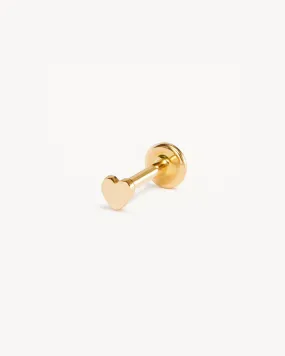 14k Solid Gold Sweetheart Cartilage Flatback Earring