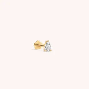 14K Solid Gold Teardrop CZ Flatback Earring