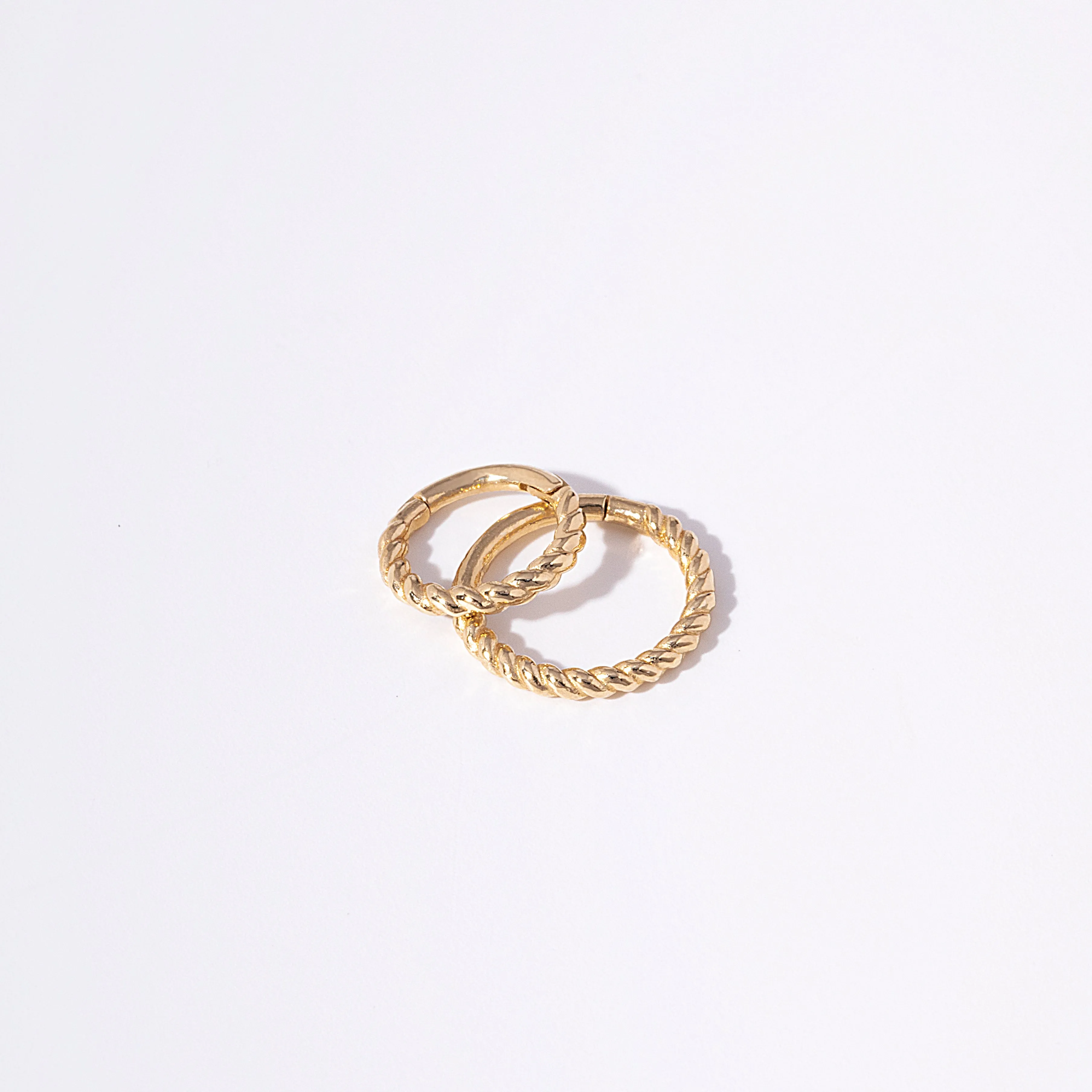 14K Solid Gold Twist Rope Tiny Clicker 6mm