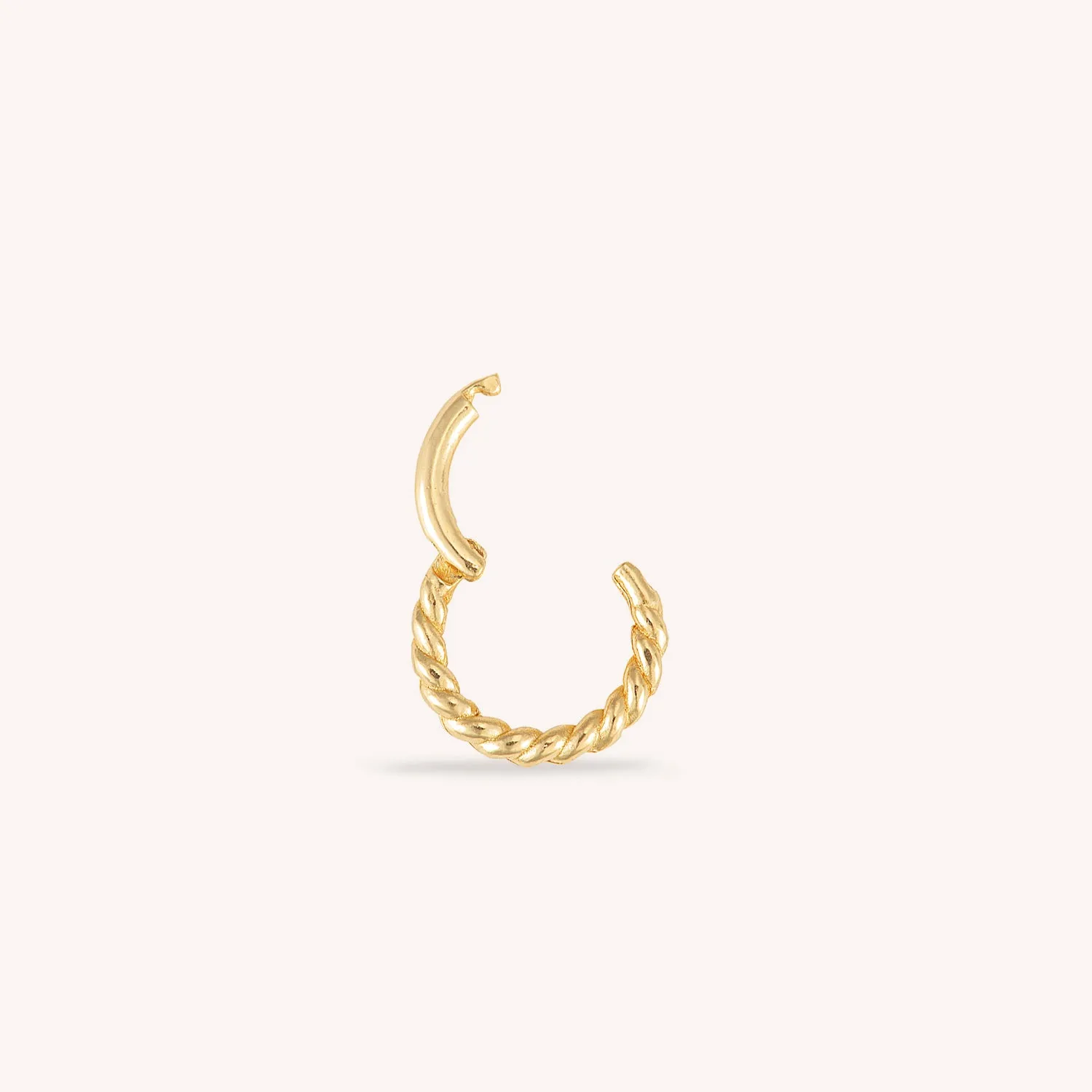 14K Solid Gold Twist Rope Tiny Clicker 6mm