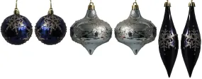 2-Pack of Blue Ornaments with Silver Snowflakes