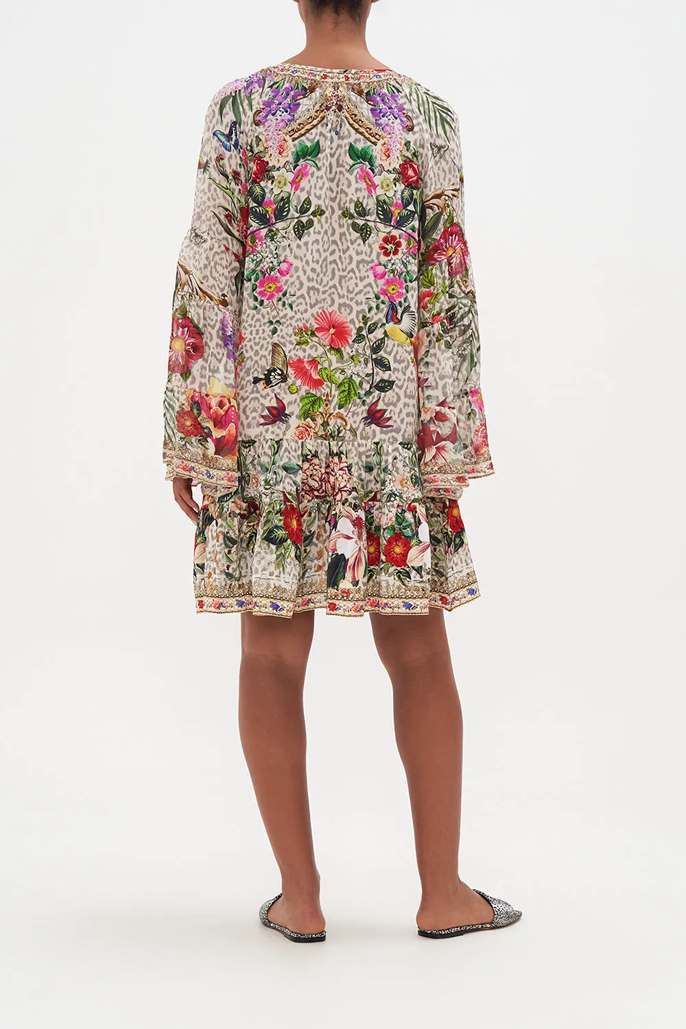 A-LINE GATHERED PANEL DRESS LEOS BOUQUET