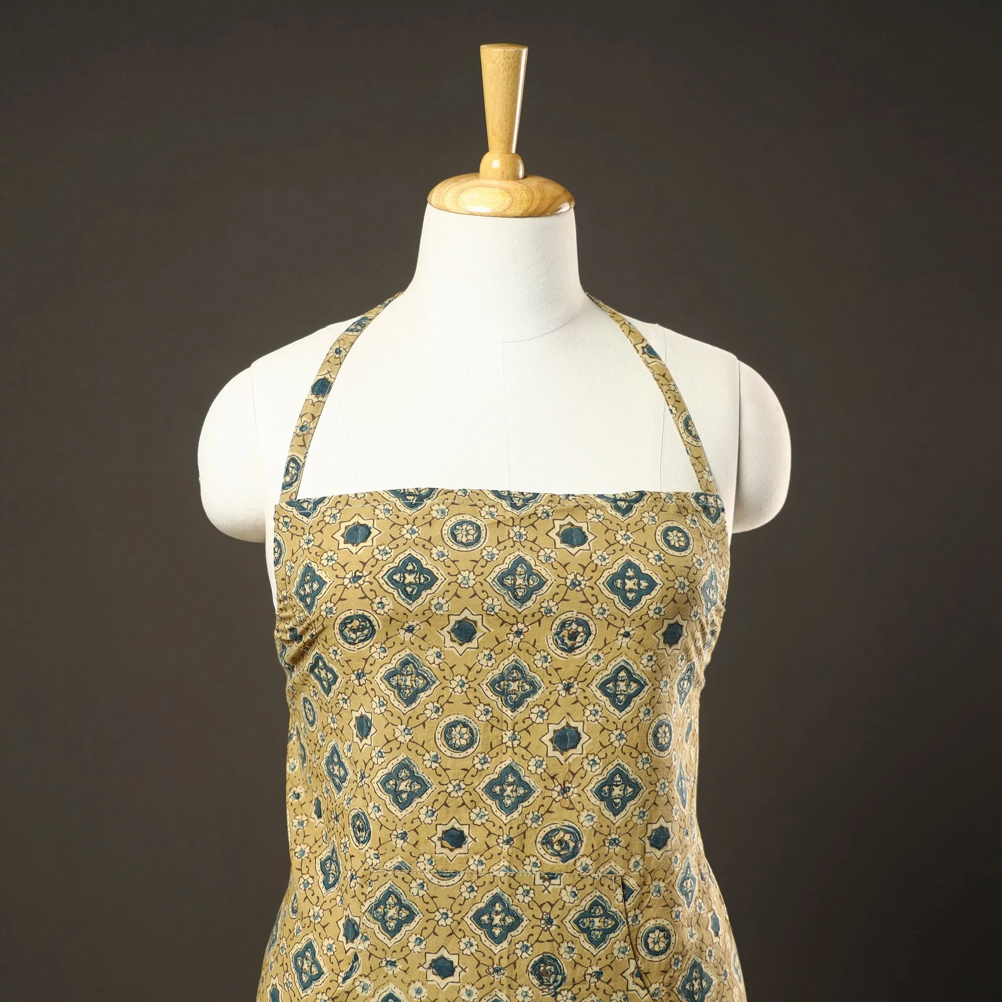 Ajrakh Block Printed Cotton Apron with Pocket 25