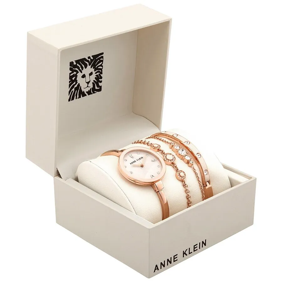 Anne Klein Light Pink Dial Rose Gold-tone Ladies Watch and Bracelet Set 3352PKST