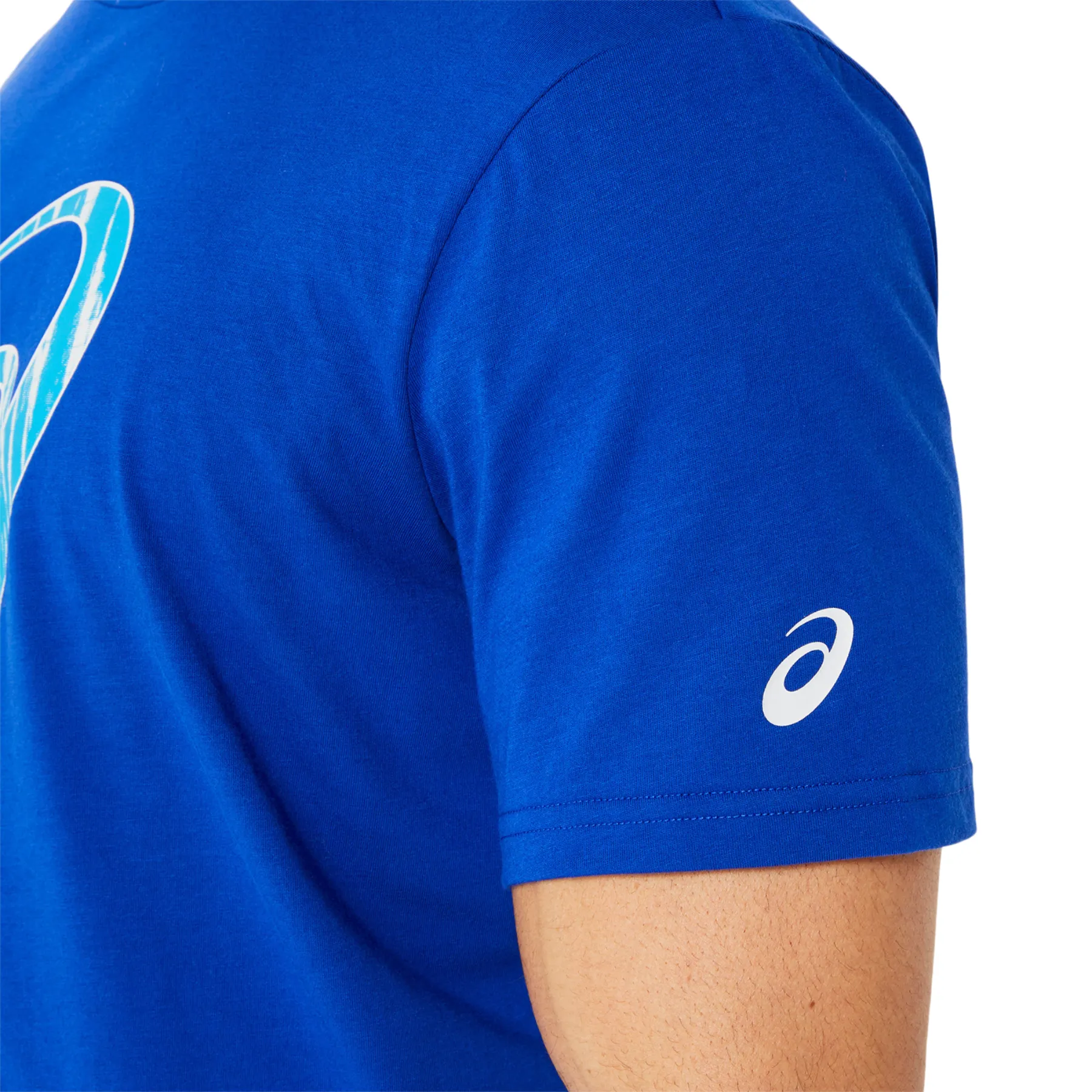 Asics Seasonal Logo Graphic Short Sleeve Men Tennis Top - Blue