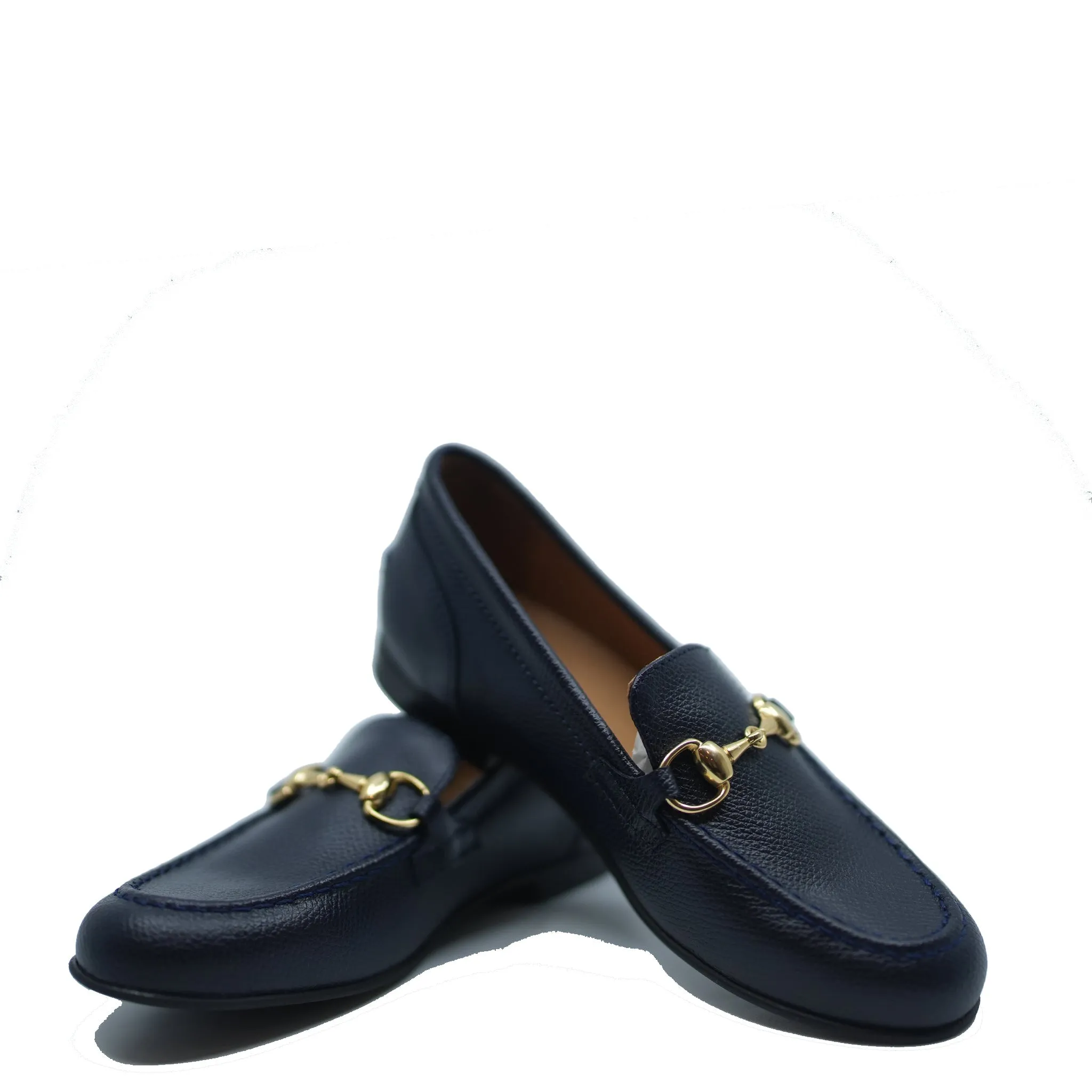 Atlanta Mocassin Navy Pebbled Buckle Dress Shoe