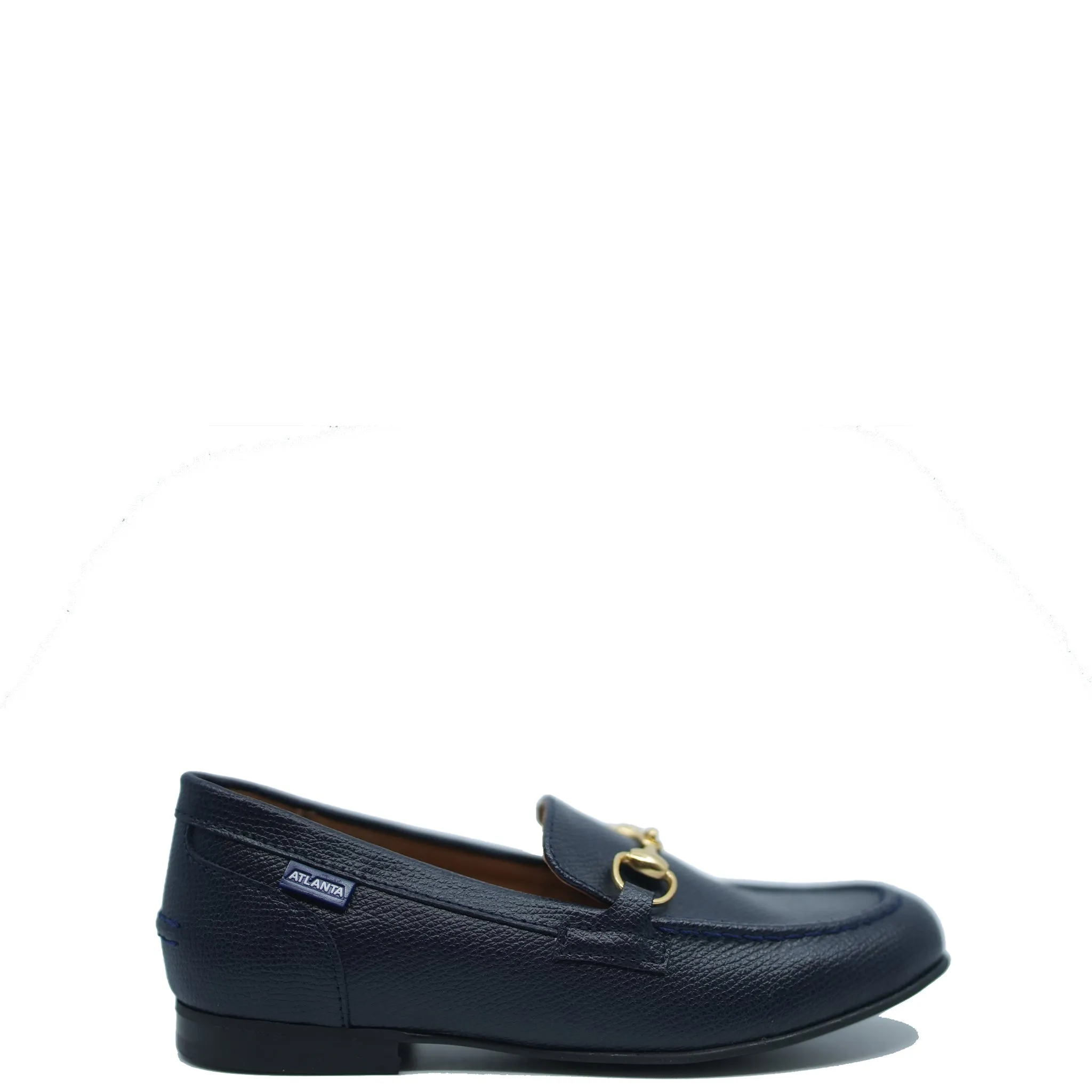 Atlanta Mocassin Navy Pebbled Buckle Dress Shoe