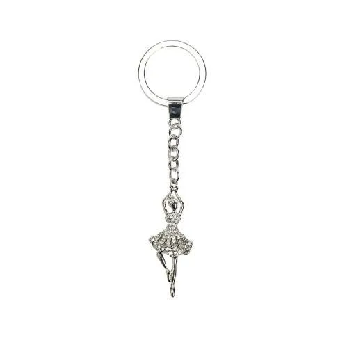 Ballerina Keyring - Silver Diamonte