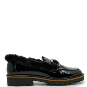 Beberlis Black Patent Fur Chunky Loafer