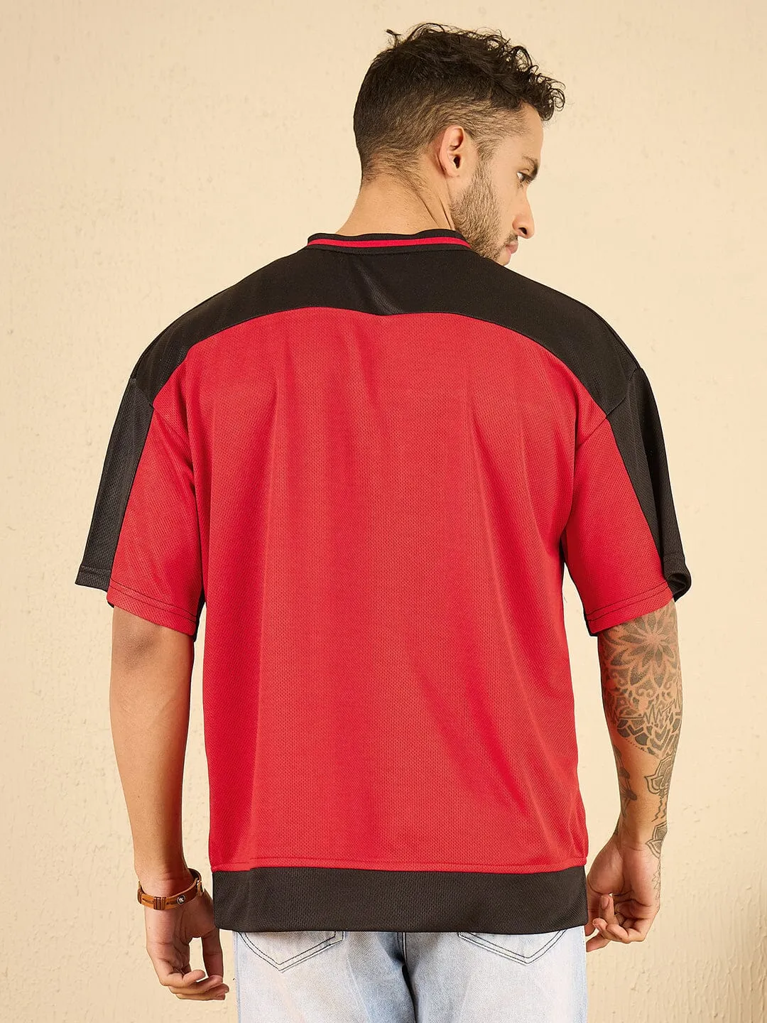 Black And Red Active Mesh Tee