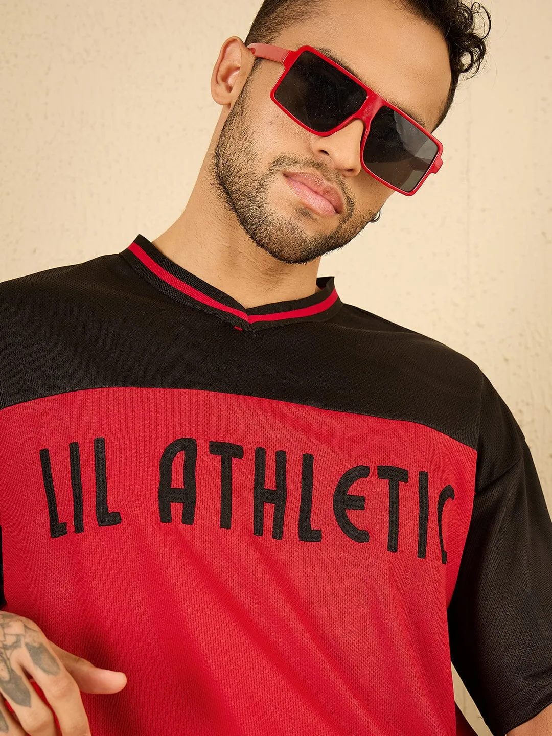 Black And Red Active Mesh Tee