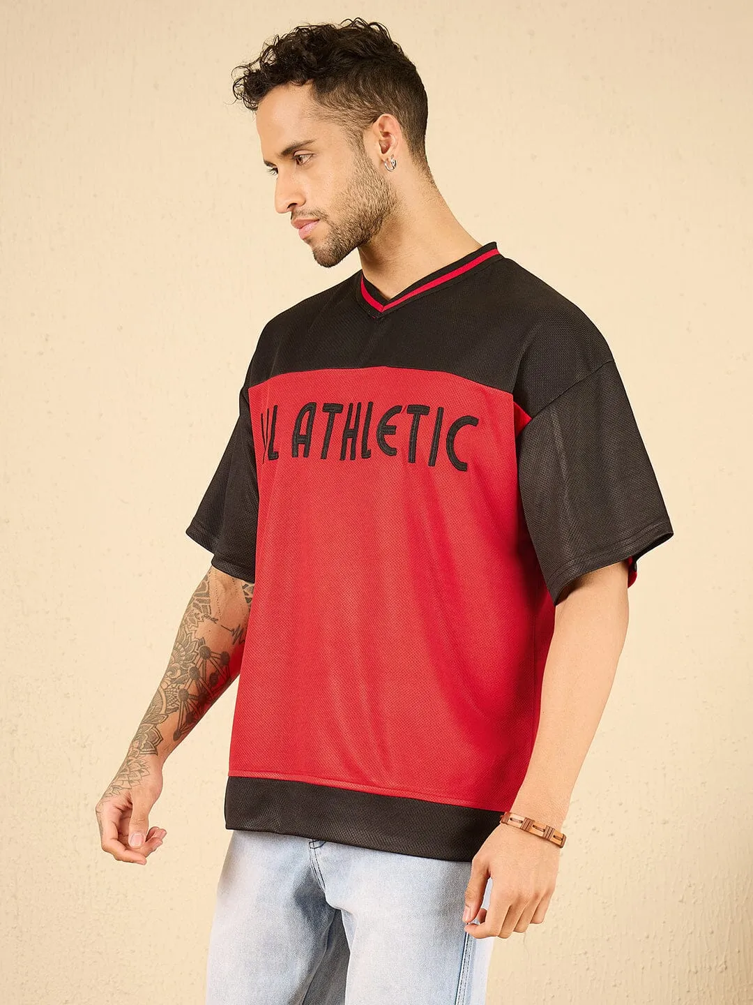 Black And Red Active Mesh Tee