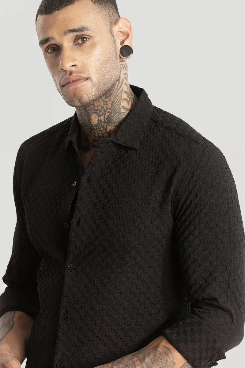 Black Slim Fit Textured Shirt