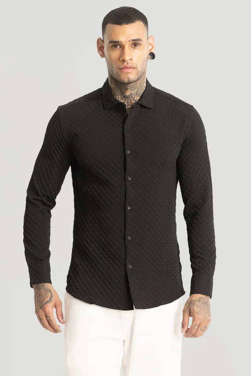 Black Slim Fit Textured Shirt