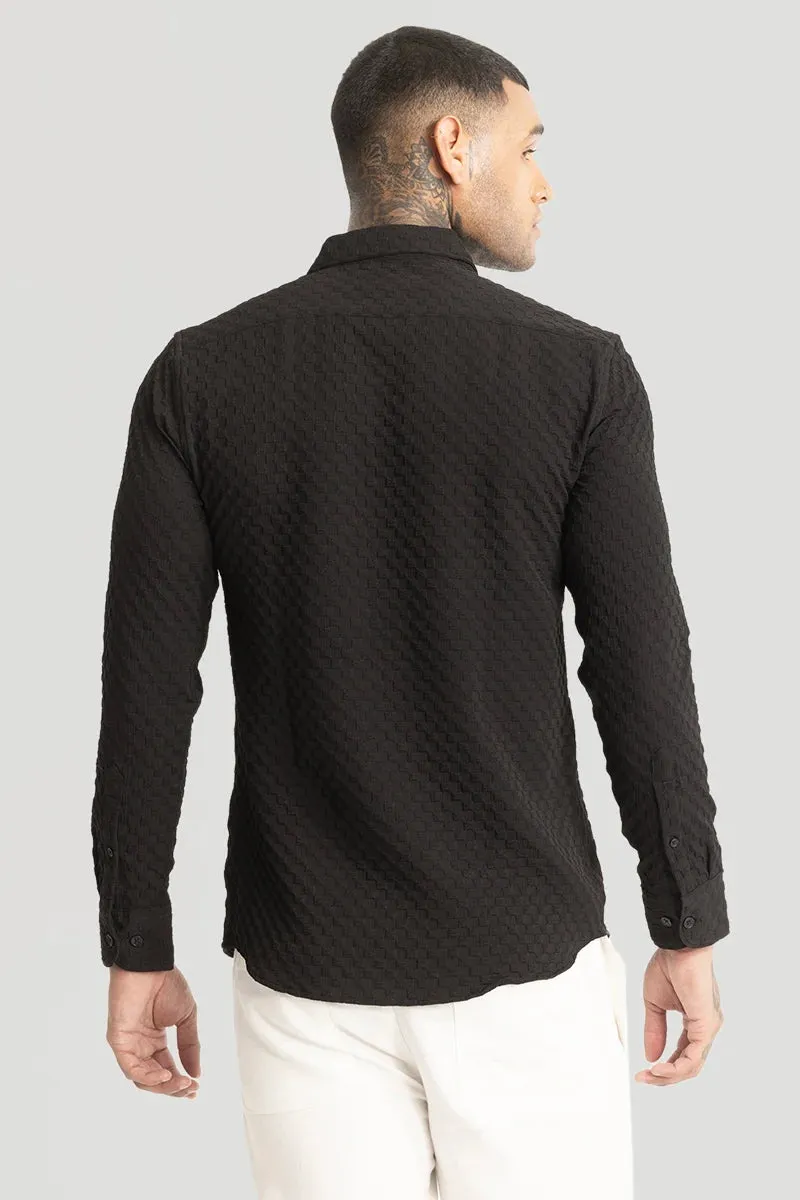 Black Slim Fit Textured Shirt