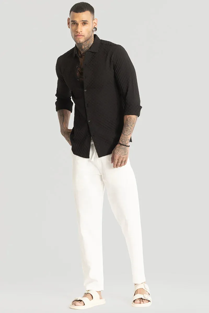 Black Slim Fit Textured Shirt