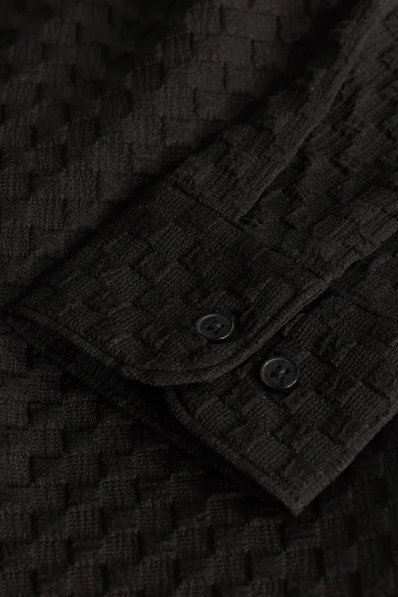 Black Slim Fit Textured Shirt