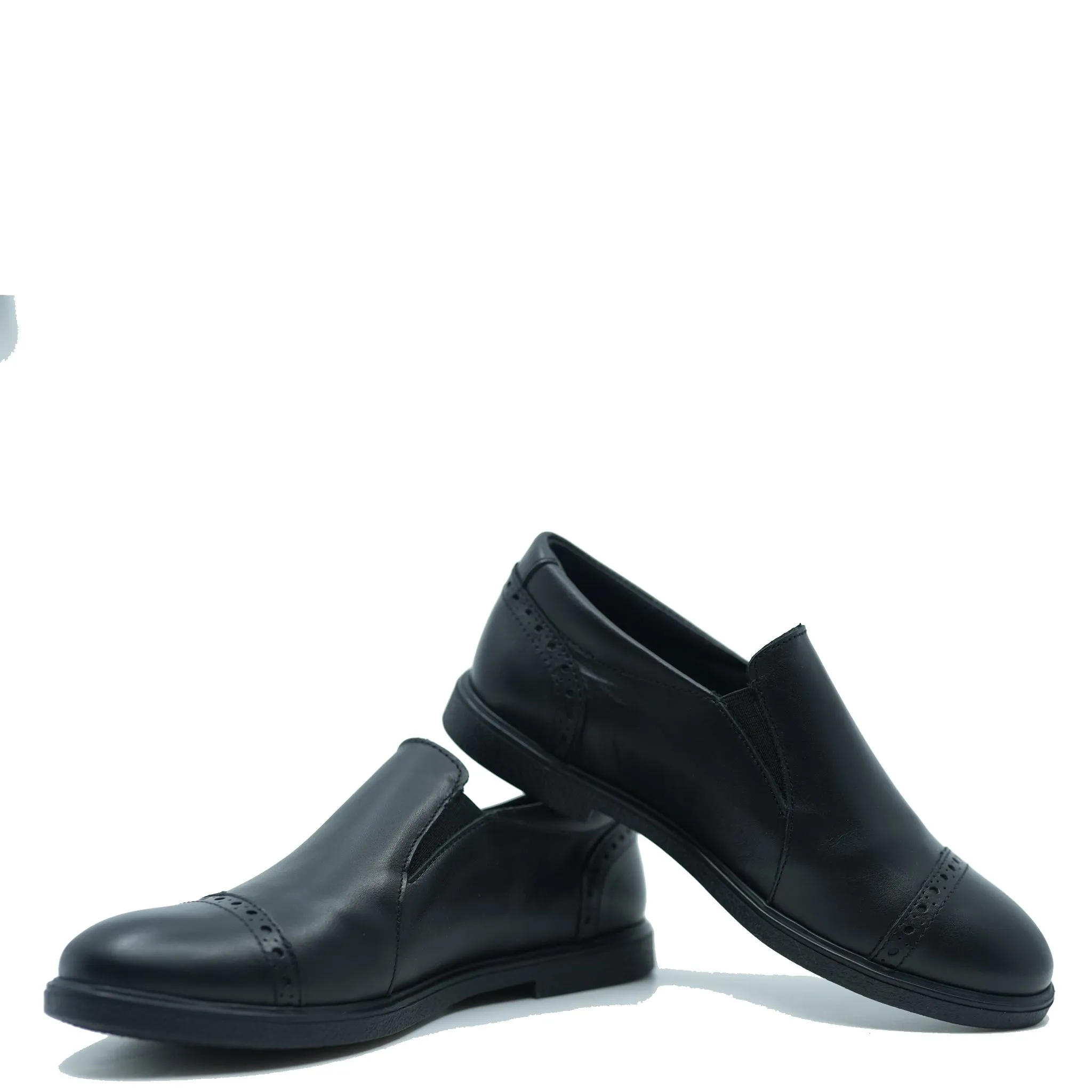 Blublonc Black Leather Captoe Dress Shoe