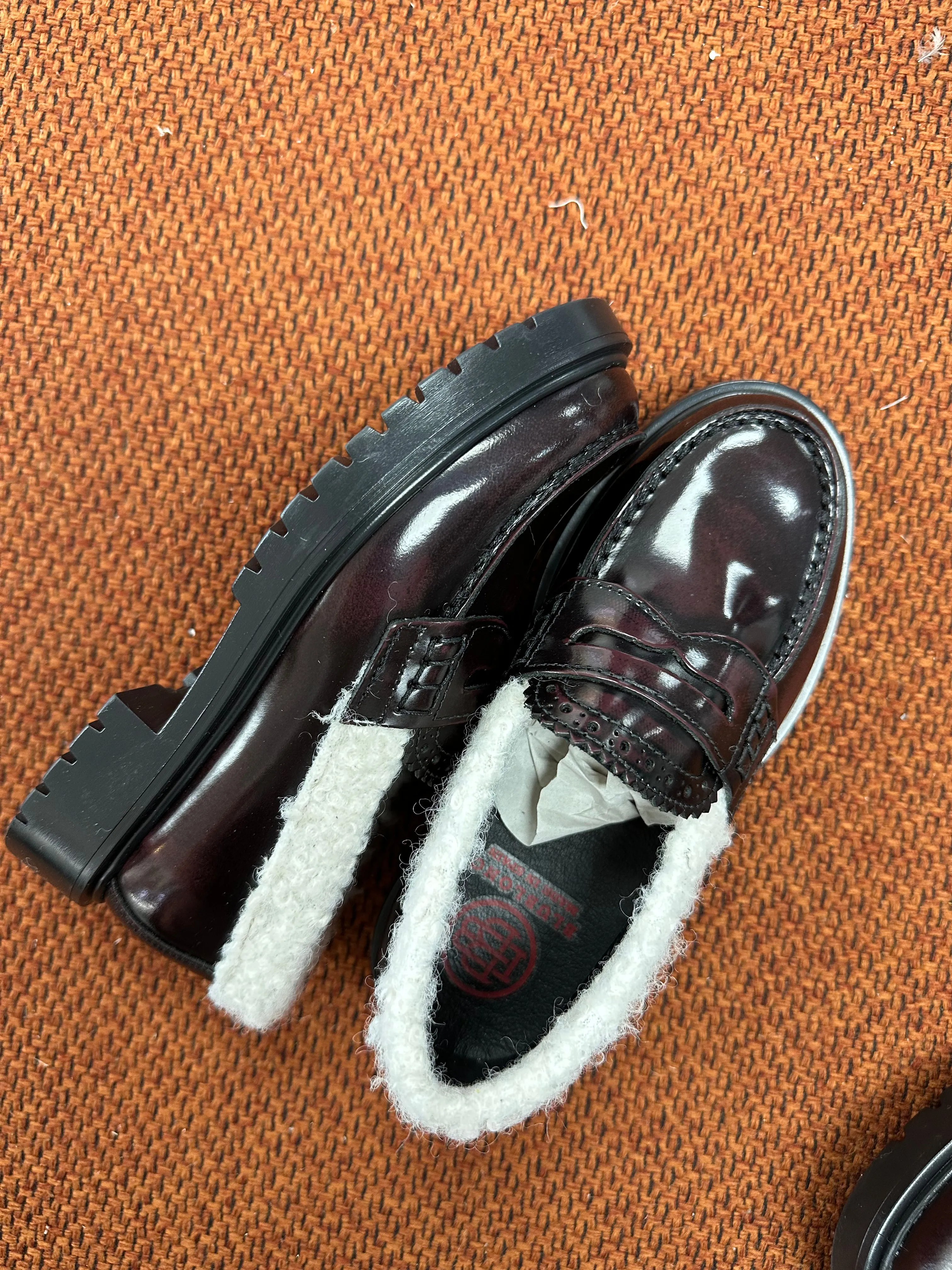 Blublonc Burgundy Florentic Shearlng Chunky Loafer