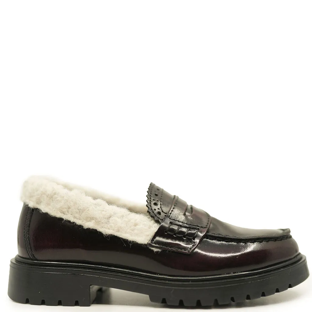 Blublonc Burgundy Florentic Shearlng Chunky Loafer