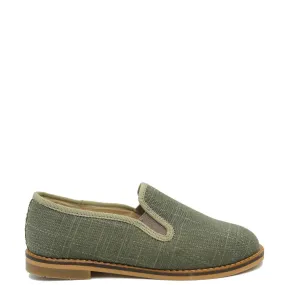 Blublonc Olive Linen Smoking Loafer