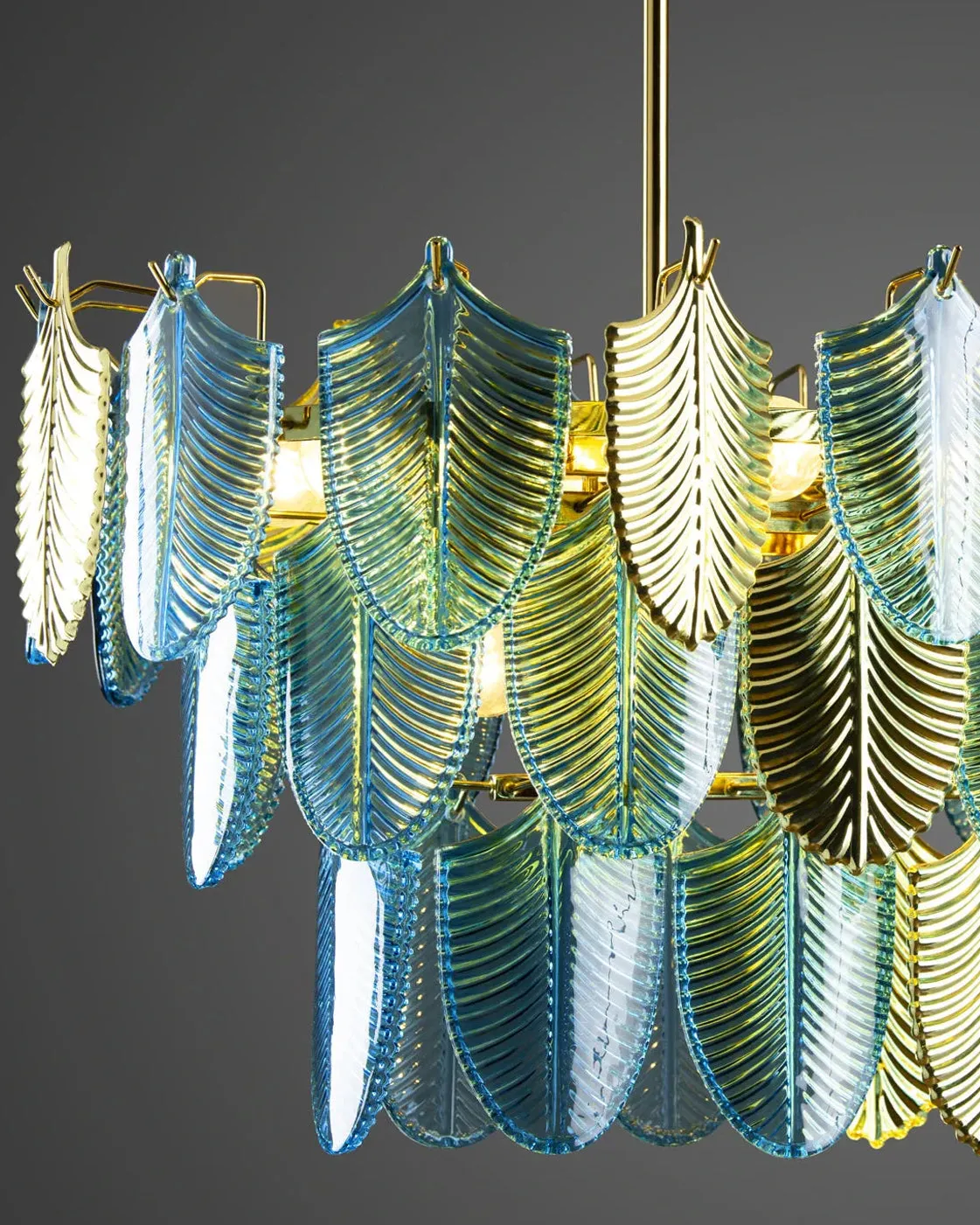 Blue Crystal Leaf Chandelier