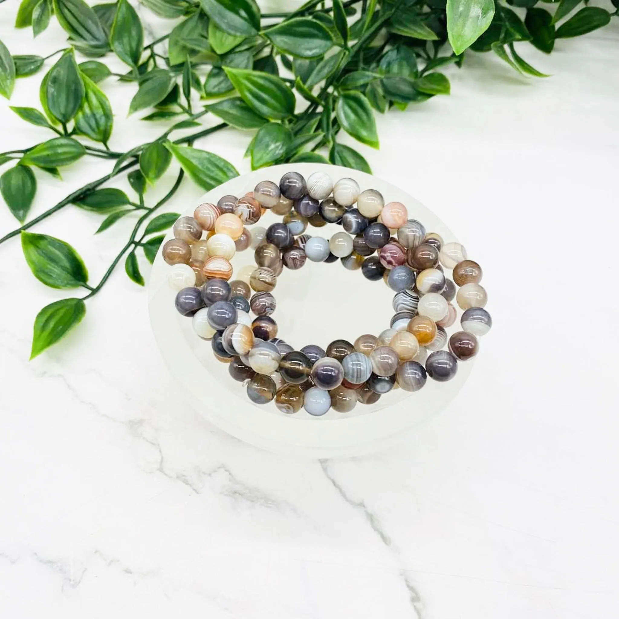 Botswana Agate Bracelet, Crystal for Self Confidence and Wealth