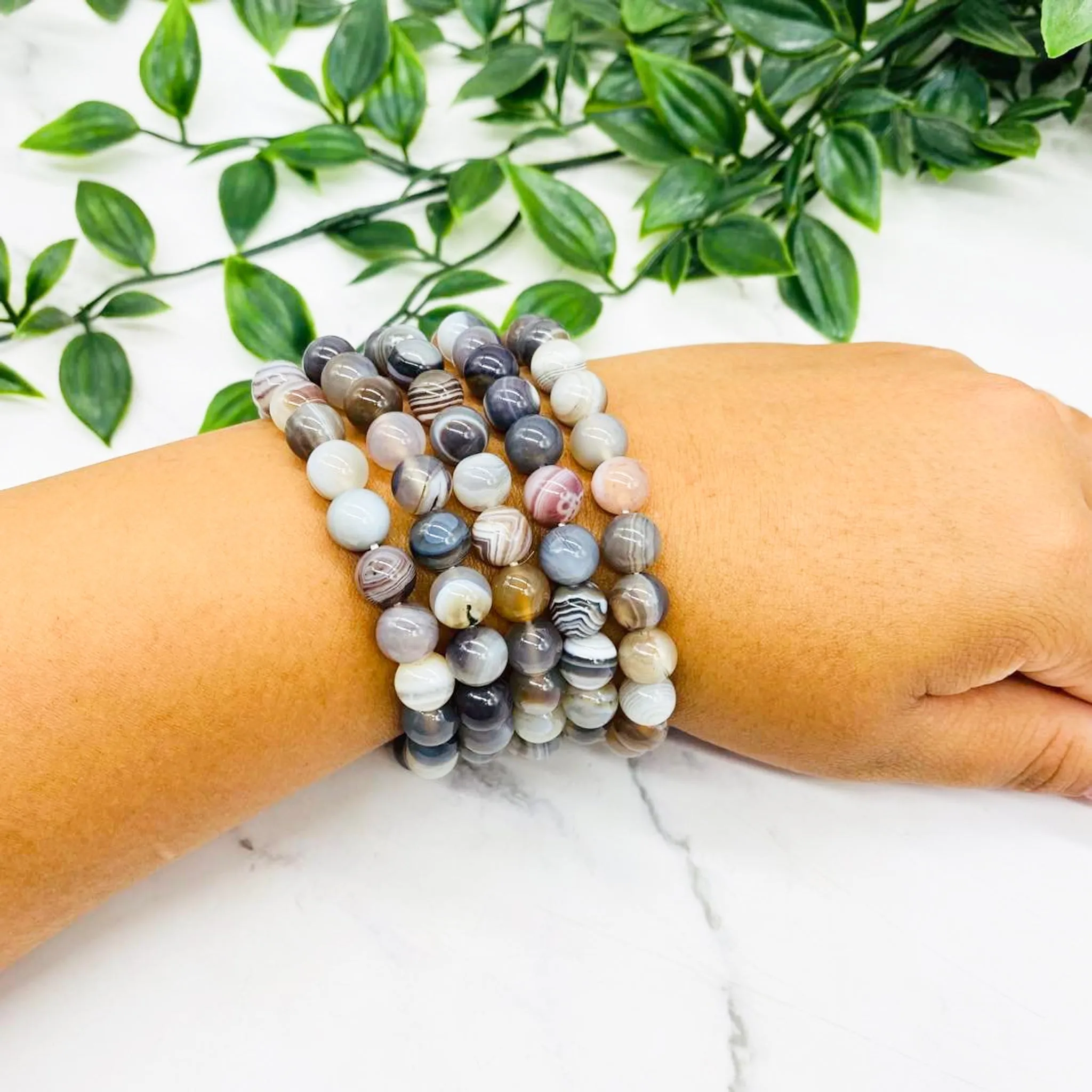 Botswana Agate Bracelet, Crystal for Self Confidence and Wealth