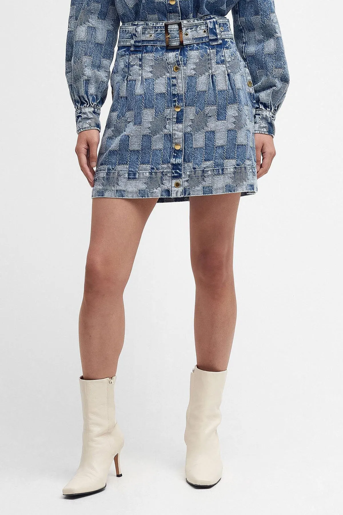 Bowhill Patchwork Denim Mini Skirt