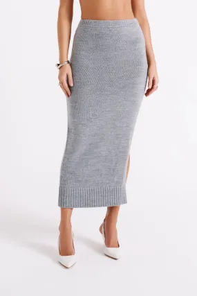 Brittany Knit Midi Skirt - Grey Marle