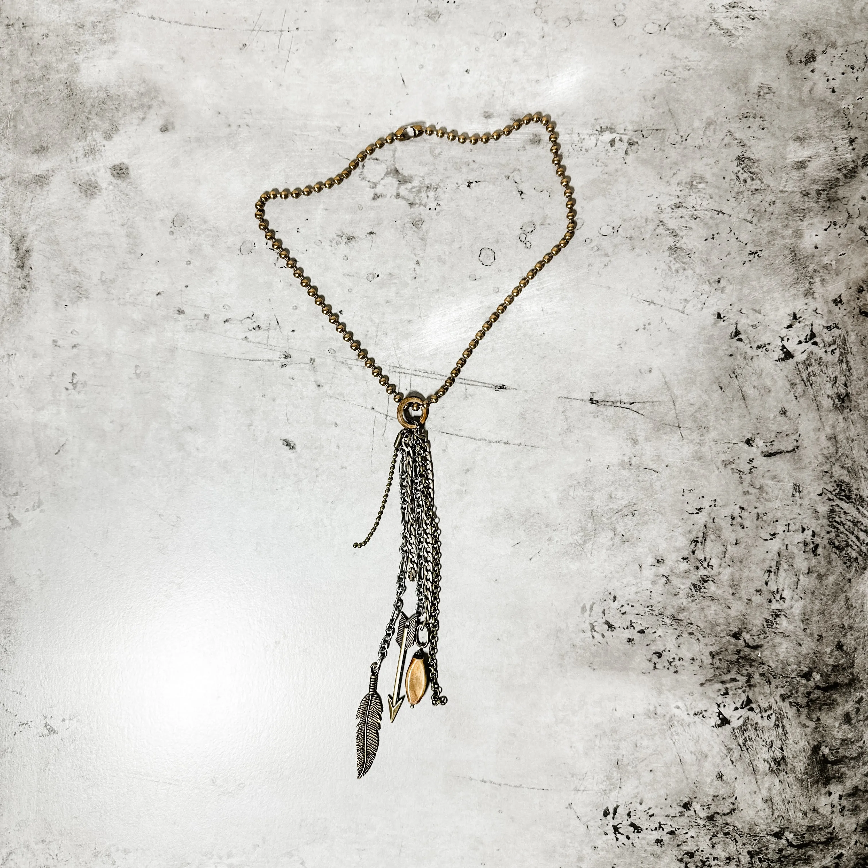 Chain Tassel Necklace on Ball Chain- Amy Kaplan for Bourbon Cowgirl