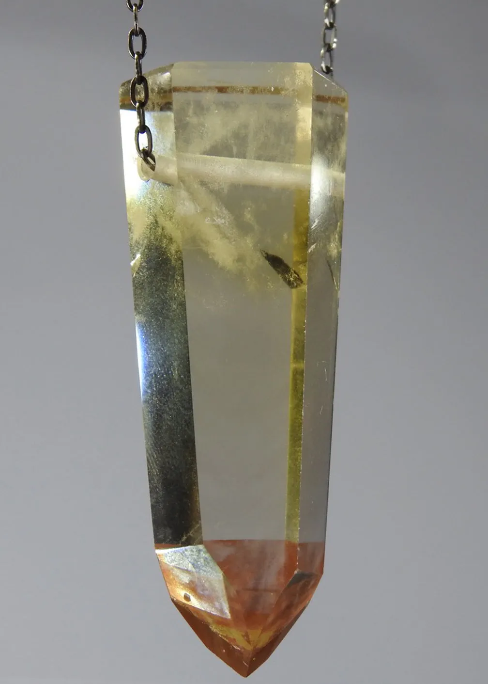 Citrine Quartz Crystal with Lithium inclusions Necklace