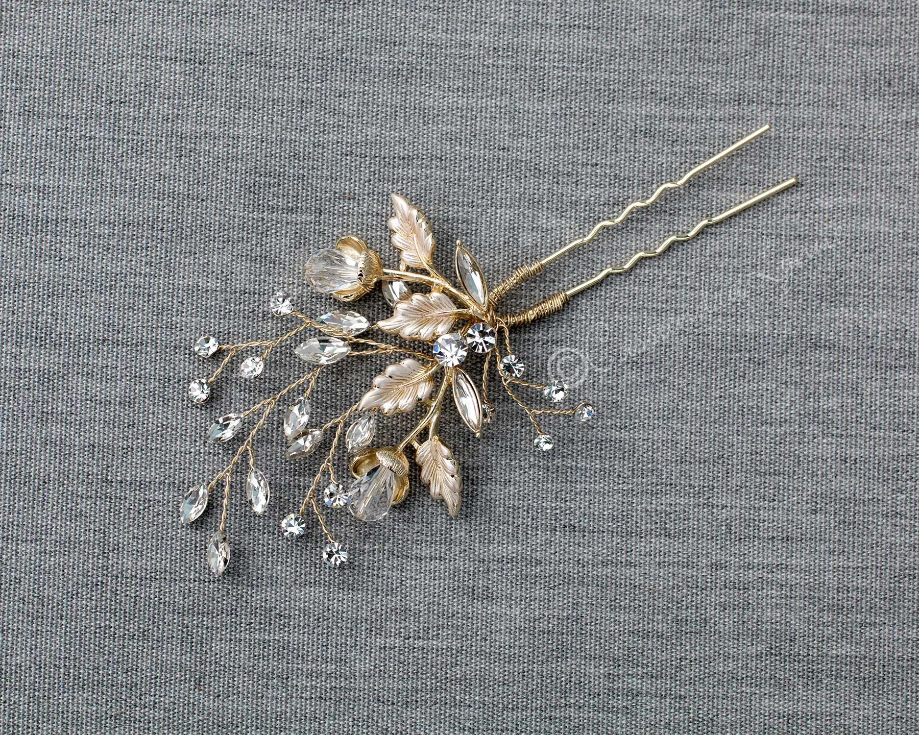 Crystal Flower Buds Wedding Hair Pin