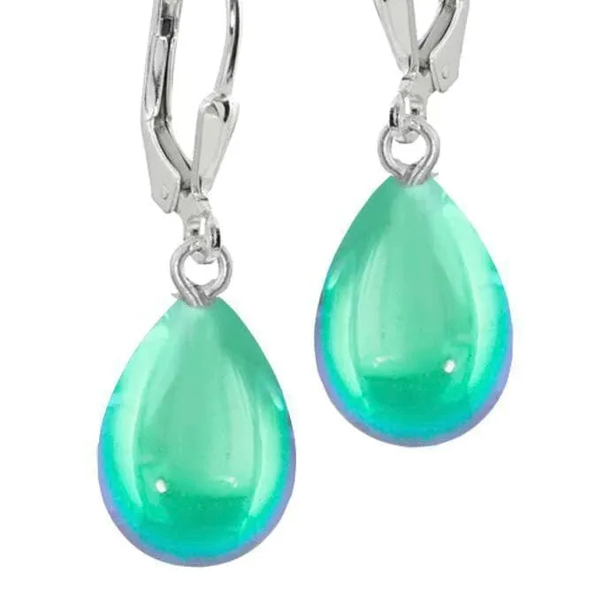 Dangle Crystal Drop Earrings, Green Frosted