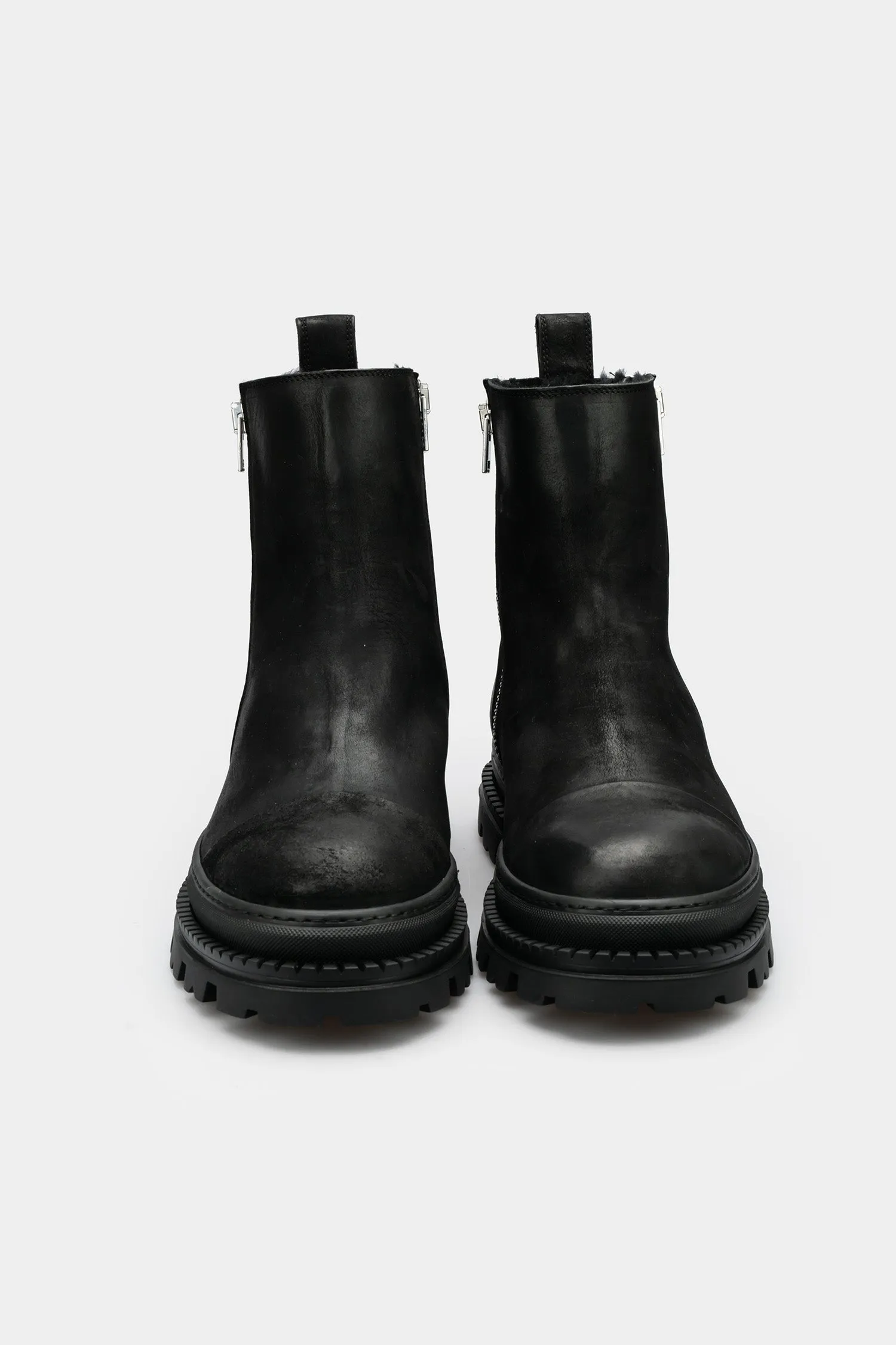 Double zip shearling lined boots