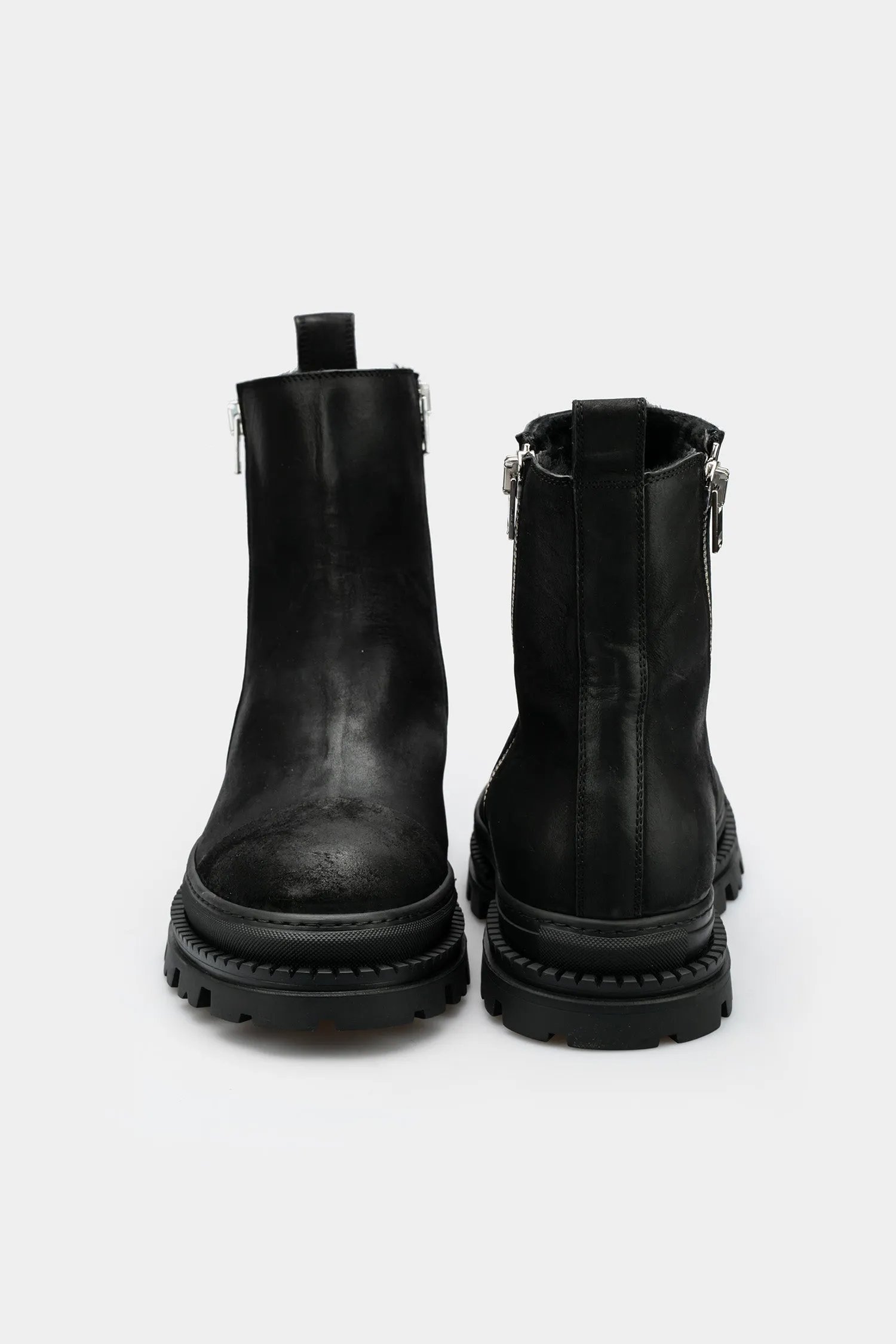 Double zip shearling lined boots