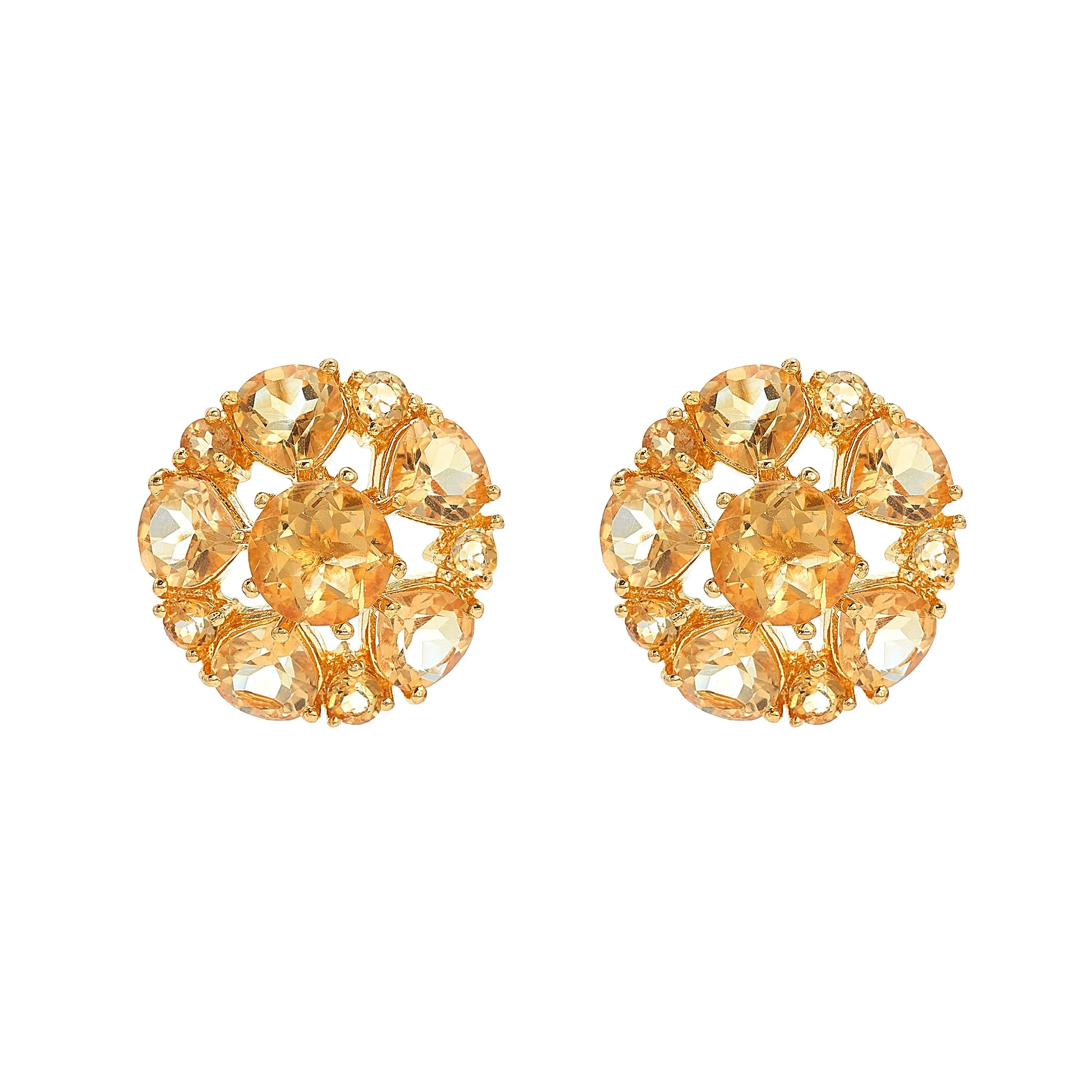 Earrings  - Citrine Cluster Flower