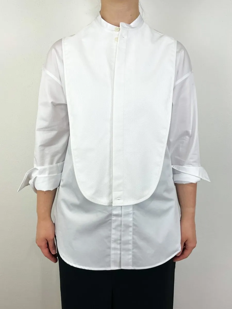 Eco Poplin Tuxedo Shirt w/Bib Flap in White