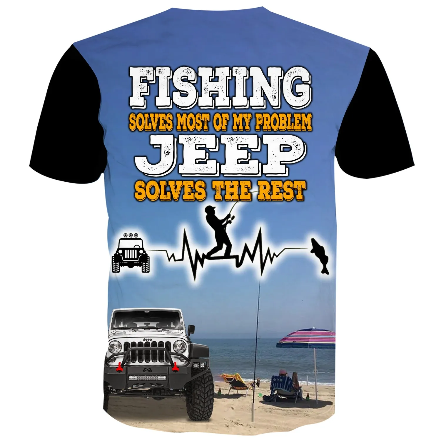 Fishing Jeep Shirt - Enjoying Fishing and Driving Jeep - Humorous Fishing Tee