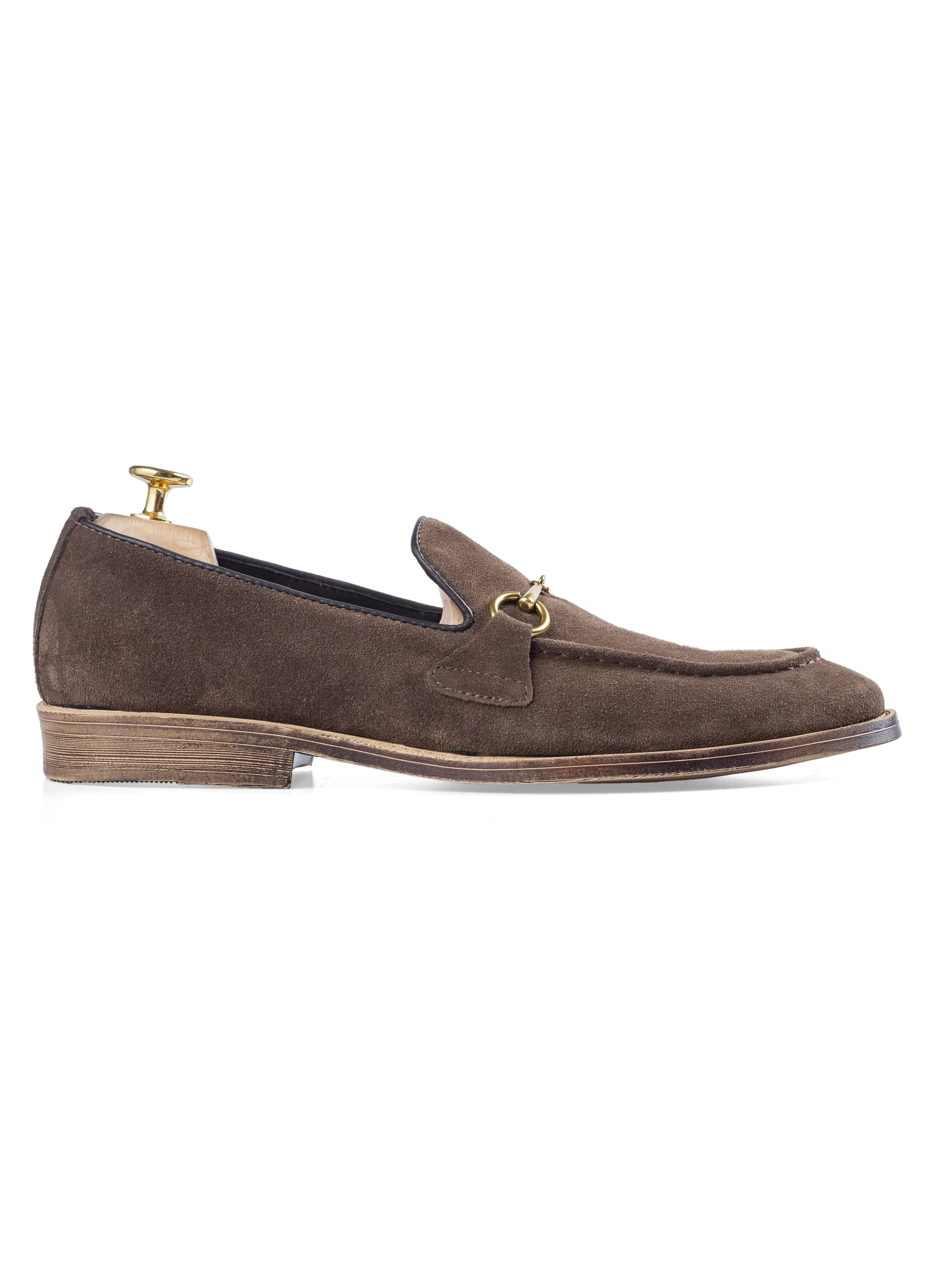 Horsebit Buckle Loafer - Coffee Suede Leather (Flexi-Sole)