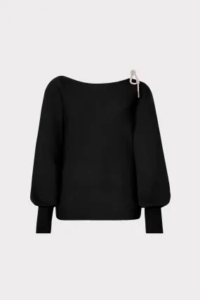 Ida Crystal Bow Cold Shoulder Sweater