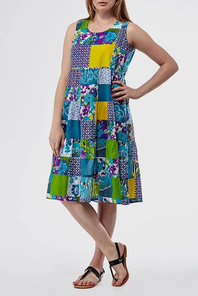 La Cera Short Multicolored Patchwork Dress