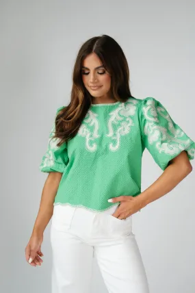 Levi Embroidered Puff Sleeve Top